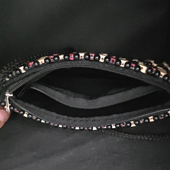 African Wooden Square Crossbody Purse in Natural and Burgundy - Picture 7 of 9